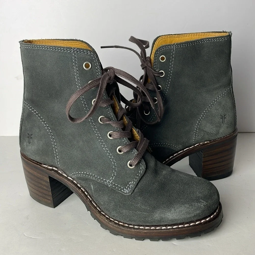 Frye Sabrina 6G Lace Up Suede Ankle Boots 6